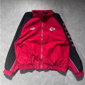90s Vintage Kansas City Chiefs Puma Red Zip Up Windbreaker Size XL